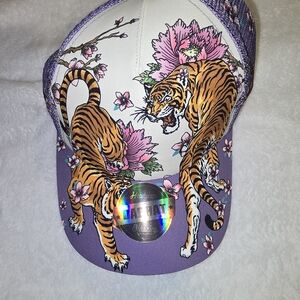 Floral Tiger Cap - Purple and White